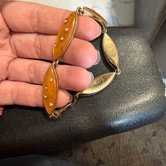 Monet Amber-Tone Marquise Link Bracelet with Sparkling Accents - Picture 2 of 4